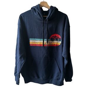 NEW Blue Racing Hoodie Large Retro Sweatshirt formula one Indy cars navy NWT